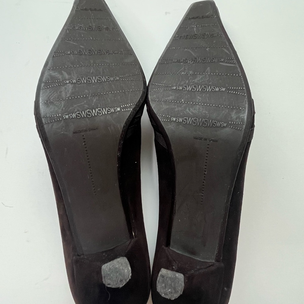 Stuart Weitzman Shoes Brown Suede Pointed Kitten Heels 7.5 Medium - Picture 6 of 6